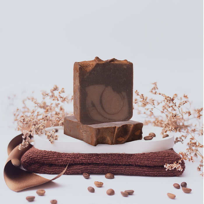 Arabica Coffee Soap - Lifestyle with coffee beans